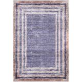 Pskov Mor Çerçeveli Modern Geometrik Etnik Desenli Boho Makinada Yıkanabilir Hafif Hav Toz Vermez Leke Tutmaz Kaymaz Taban Dijital Makine Baskı Halı Oturma Odası Salon Yolluk Koridor Mutfak Halısı