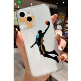 PSR aksesuar (3676) Basket Basket Desenli Şeffaf Silikon Telefon Kılıfı iPhone 15 ile uyumlu