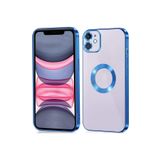 PSR aksesuar (3718) Mavi Luxury Logo Kısmı Açık Köşeli Silikon Telefon Kılıfı iPhone 12 ile uyumlu