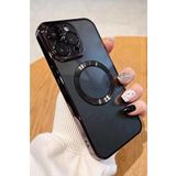 PSR aksesuar (3733) Siyah Luxury Logo Kısmı Açık Köşeli Silikon Telefon Kılıfı iPhone 13 Pro Max ile uyumlu