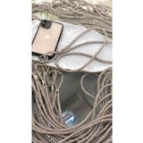 PSR aksesuar (4278) Koyu Gri Swaroski Taşlı Janjanlı Tam Tur Telefon El Askısı Antrasit ile uyumlu