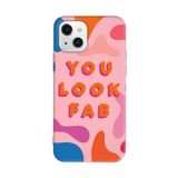 PSR aksesuar (4304) Pembe Renkli Silikon You Look Fab Telefon Kılıfı Iphone 13 ile uyumlu