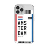 PSR aksesuar (4328) Şeffaf Renkli Silikon Amsterdam Bileti Telefon Kılıfı Iphone 13 Pro ile uyumlu
