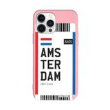 PSR aksesuar (4355) Pembe Renkli Silikon Amsterdam Bileti Telefon Kılıfı Iphone 13 Pro Max ile uyumlu