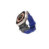 PSR aksesuar (4749) Siyah-Mavi CNS KRD-108 Metal Başlıklı Silikon Kordon-Siyah-Mavi Watch 7 45mm ile uyumlu