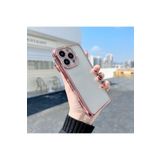 PSR aksesuar (5544) Pembe Taşlı Kamera Korumalı Parlak Swarovski Şeffaf Silikon Telefon Kılıfı Iphone 13 Pro ile uyumlu