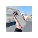 PSR aksesuar (5552) Pembe Taşlı Kamera Korumalı Parlak Swarovski Şeffaf Silikon Telefon Kılıfı Iphone 13 Pro Max ile uyumlu