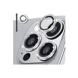 PSR aksesuar (5804) Diamond Gümüş 9H Temperli Cam Kamera Lens Koruyucu iPhone 15 Pro 9H ile uyumlu