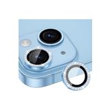 PSR aksesuar (5820) Mavi Diamond 9H Temperli Cam Halka Kamera Lens Koruyucu iPhone 15 ile uyumlu