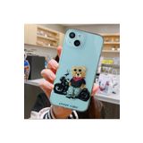PSR aksesuar (5947) Motorcu Teddy Motorcu Teddy Desenli Şeffaf Silikon Telefon Kılıfı iPhone 15 ile uyumlu