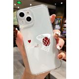 PSR aksesuar (5949) I Love Basketball I Love Basketball Desenli Şeffaf Silikon Telefon Kılıfı iPhone 15 ile uyumlu