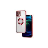 PSR aksesuar (6090) Kırmızı Luxury Logo Kısmı Açık Köşeli Silikon Telefon Kılıfı iPhone 12 ile uyumlu