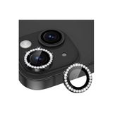 PSR aksesuar (6178) SİYAH Taşlı Metal Temperli Cam Lens Koruyucu İphone 15 / İphone 15 Plus ile uyumlu
