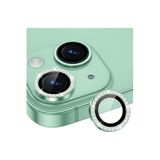PSR aksesuar (6180) YEŞİL Taşlı Metal Temperli Cam Lens Koruyucu İphone 15 / İphone 15 Plus ile uyumlu