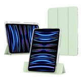 PSR Aksesuar Apple iPad Air 11 2025 M3 Kılıf - Manyetik Ayrılabilen | Airbag Destekli | Zore Sliding Tablet Kılıfı, Apple Pencil Tutucu | 2in1 Tasarım | Şeffaf Arka Kapak (Açık Yeşil)