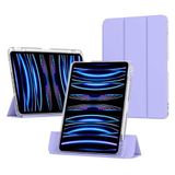 PSR Aksesuar Apple iPad Air 11 2025 M3 Kılıf - Manyetik Ayrılabilen | Airbag Destekli | Zore Sliding Tablet Kılıfı, Apple Pencil Tutucu | 2in1 Tasarım | Şeffaf Arka Kapak (Lavender)