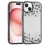 PSR Aksesuar Apple iPhone 15 Uyumlu Airbag Tasarımlı Damla Taşlı Şeffaf Silikon Kılıf, Siyah Kenarlı