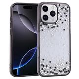 PSR Aksesuar Apple iPhone 16 Pro Max Uyumlu Airbag Tasarımlı Damla Taşlı Şeffaf Silikon Kılıf, Siyah Kenarlı