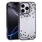 PSR Aksesuar Apple iPhone 16 Pro Uyumlu Airbag Tasarımlı Damla Taşlı Şeffaf Silikon Kılıf, Siyah Kenarlı