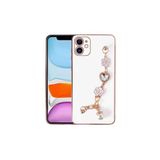 PSR aksesuar Beyaz El Tutamaçlı Kamera Korumalı Zore Taka Silikon Kılıf-Beyaz iPhone 12 ile uyumlu