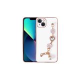 PSR aksesuar Beyaz El Tutamaçlı Kamera Korumalı Zore Taka Silikon Kılıf-Beyaz iPhone 14 Plus ile uyumlu