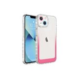 PSR aksesuar Beyaz-Pembe Simli ve Renk Geçiş Tasarımlı LZore Korumalı Zore Park Kılıf-Beyaz-Pembe iPhone 13 ile uyumlu