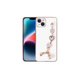 PSR aksesuar Beyaz Zore El Tutamaçlı Kamera Korumalı Zore Taka Silikon Kılıf-Beyaz iPhone 15 Plus ile uyumlu