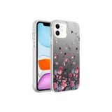 PSR aksesuar Çiçek Desenli Zore Silver Sert Kılıf-Çiçek iPhone 12 ile uyumlu
