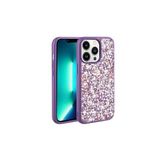 PSR aksesuar Derin Mor Parlak Taşlı Tasarım Zore Linea Kılıf-Derin Mor iPhone 13 Pro Max ile uyumlu