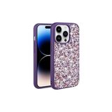 PSR aksesuar Derin Mor Parlak Taşlı Tasarım Zore Linea Kılıf-Derin Mor iPhone 14 Pro ile uyumlu