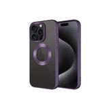 PSR aksesuar Derin Mor Tek Kamera Çerçeveli Logo Gösteren Zore Omega Kılıf-Derin Mor iPhone 15 Pro ile uyumlu
