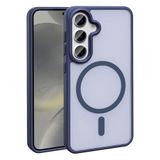 PSR Aksesuar Galaxy Serisi M-Safe Şarj Özellikli Kılıf - Mat Arka Yüzeyli Sio Kapak | Metal Kamera Çerçeveli | Kablosuz Şarj Uyumlu (Lacivert, Galaxy S25)
