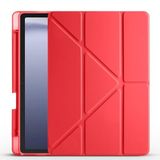 PSR Aksesuar Galaxy Tab Serisi Tri Folding Kalem Bölmeli Standlı Kılıf – 4 Farklı Stand Açısı (Kırmızı, Galaxy Tab S9 FE)
