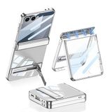 PSR Aksesuar Galaxy Z Serisi Kılıf - Kamera Korumalı Şeffaf Lego Standlı Kapak | Parlak Kenarlı | Darbeye Dayanıklı | Ultra İnce ve Sağlıklı (Gümüş, Galaxy Z Flip 7)
