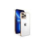PSR aksesuar Gold Kamera Korumalı Renkli Çerçeveli Zore Garaj Kılıf-Gold iPhone 12 Pro ile uyumlu