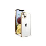 PSR aksesuar Gold Kamera Korumalı Renkli Çerçeveli Zore Garaj Kılıf-Gold iPhone 14 ile uyumlu