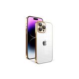 PSR aksesuar Gold Kamera Korumalı Renkli Çerçeveli Zore Garaj Kılıf-Gold iPhone 14 Pro Max ile uyumlu