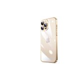 PSR aksesuar Gold Sert PC Renkli Çerçeveli Zore Riksos Kılıf-Gold iPhone 13 Pro ile uyumlu