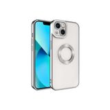 PSR aksesuar Gümüş Kamera Korumalı Logo Gösteren Zore Omega Kılıf-Gümüş iPhone 14 ile uyumlu