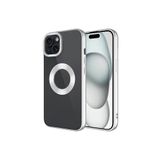 PSR aksesuar Gümüş Tek Kamera Çerçeveli Logo Gösteren Zore Omega Kılıf-Gümüş iPhone 15 Plus ile uyumlu