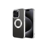 PSR aksesuar Gümüş Tek Kamera Çerçeveli Logo Gösteren Zore Omega Kılıf-Gümüş iPhone 15 Pro Max ile uyumlu