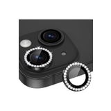 PSR aksesuar iPhone 15 ile uyumlu Siyah Diamond 9H Temperli Cam Halka Kamera Lens Koruyucu