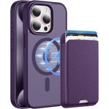 PSR Aksesuar iPhone 15 Pro Uyumlu M-Safe Kablosuz Şarj Destekli Mat Kılıf + MagSafe Kartlıklı Cüzdan - Tam Koruma Seti (Derin Mor, iPhone 15 Pro)