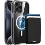 PSR Aksesuar iPhone 15 Pro Uyumlu M-Safe Kablosuz Şarj Destekli Mat Kılıf + MagSafe Kartlıklı Cüzdan - Tam Koruma Seti (Şeffaf-Siyah, iPhone 15 Pro)