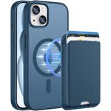 PSR Aksesuar iPhone 15 Uyumlu M-Safe Kablosuz Şarj Destekli Mat Kılıf + MagSafe Kartlıklı Cüzdan - Tam Koruma Seti (Lacivert, iPhone 15)