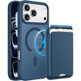 PSR Aksesuar iPhone 17 Pro Max Uyumlu M-Safe Kablosuz Şarj Destekli Mat Kılıf + MagSafe Kartlıklı Cüzdan - Tam Koruma Seti (Lacivert, iPhone 17 Pro Max)