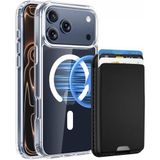 PSR Aksesuar iPhone 17 Pro Max Uyumlu M-Safe Kablosuz Şarj Destekli Mat Kılıf + MagSafe Kartlıklı Cüzdan - Tam Koruma Seti (Şeffaf-Siyah, iPhone 17 Pro Max)