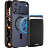 PSR Aksesuar iPhone 17 Pro Max Uyumlu M-Safe Kablosuz Şarj Destekli Mat Kılıf + MagSafe Kartlıklı Cüzdan - Tam Koruma Seti (Siyah, iPhone 17 Pro Max)