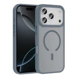 PSR Aksesuar iPhone M-Safe Şarj Özellikli Kılıf - Mat Arka Yüzeyli Sio Kapak | Metal Kamera Çerçeveli | Kablosuz Şarj Uyumlu (Gri, iPhone 17 Pro Max)