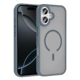 PSR Aksesuar iPhone M-Safe Şarj Özellikli Kılıf - Mat Arka Yüzeyli Sio Kapak | Metal Kamera Çerçeveli | Kablosuz Şarj Uyumlu (Gri, iPhone 17)